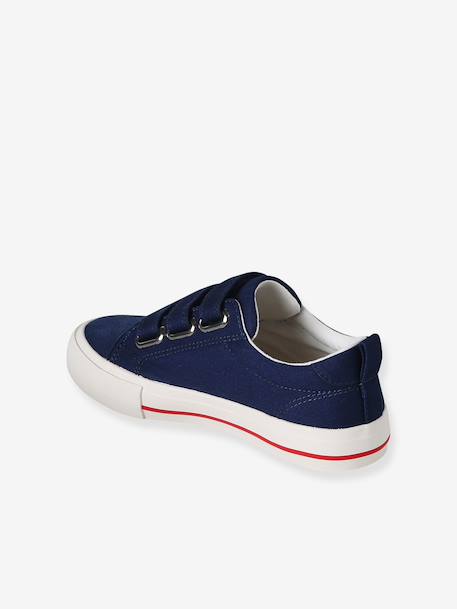 Synthetic trainers with touch 'n' close fastening for children ecru+navy blue 