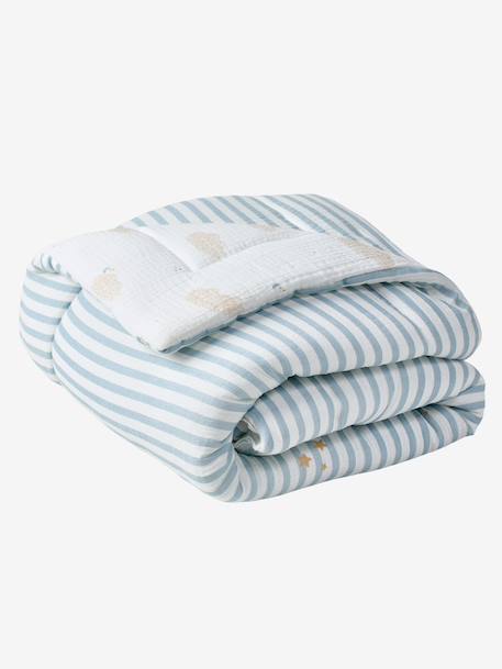 Cotton Muslin Blanket / Play Mat, IN THE CLOUDS striped blue 