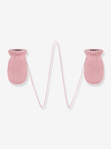 Knitted mittens with fleece lining for baby girls white 