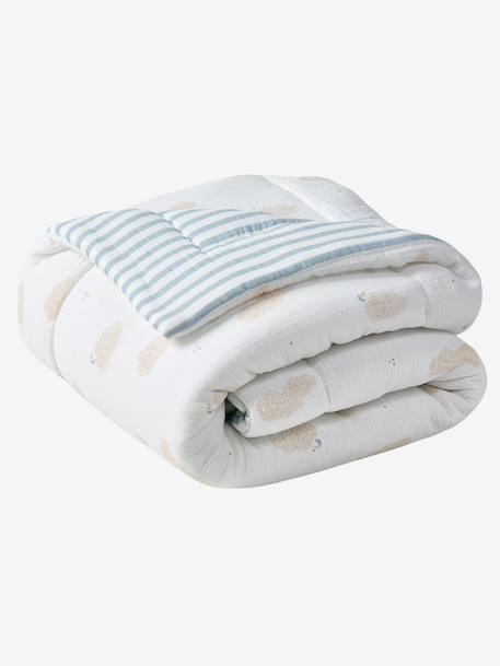 Cotton Muslin Blanket / Play Mat, IN THE CLOUDS striped blue 