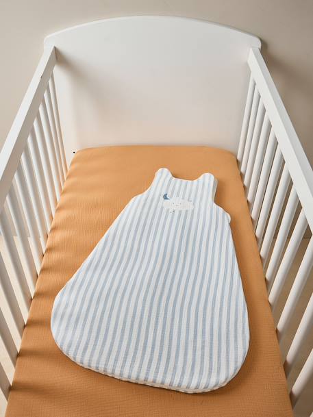Sleeping Bag in Cotton Muslin for Babies, IN THE CLOUDS striped blue 