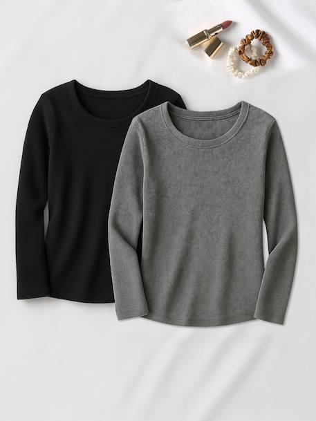 Pack of 2 Ribbed Knit T-Shirts for Maternity by ENVIE DE FRAISE black 