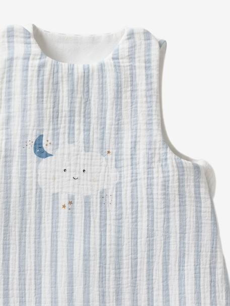 Sleeping Bag in Cotton Muslin for Babies, IN THE CLOUDS striped blue 