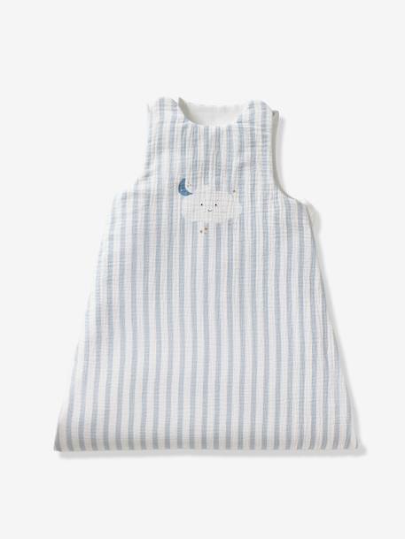 Sleeping Bag in Cotton Muslin for Babies, IN THE CLOUDS striped blue 