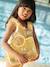 Flotation cardigan with frills rose+yellow 