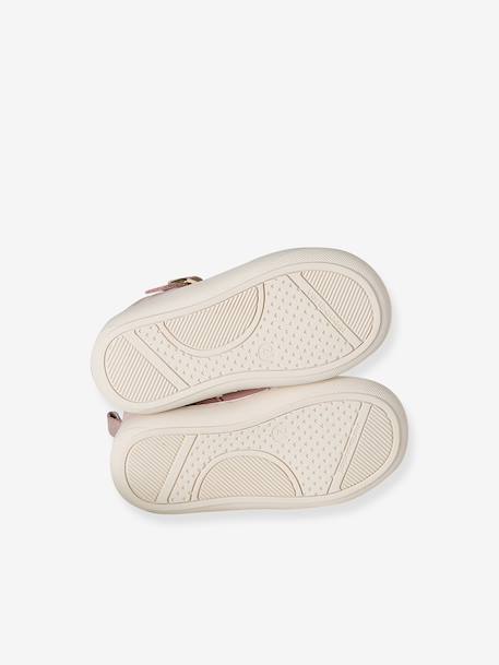 Soft Leather Pram Shoes for Babies, Designed for Crawling gold+rose 