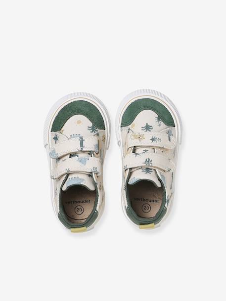 Fabric Trainers with Hook-&-Loop Straps khaki+navy blue+printed beige+set beige 