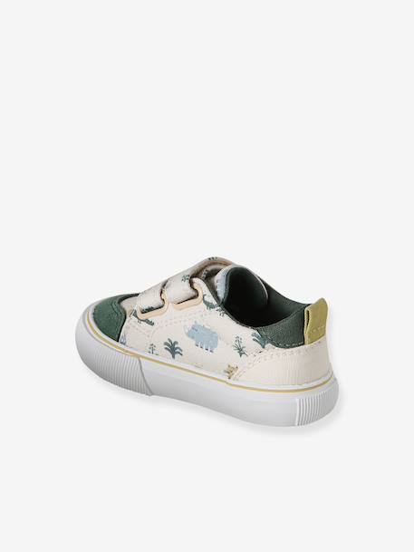 Fabric Trainers with Hook-&-Loop Straps khaki+navy blue+printed beige+set beige 