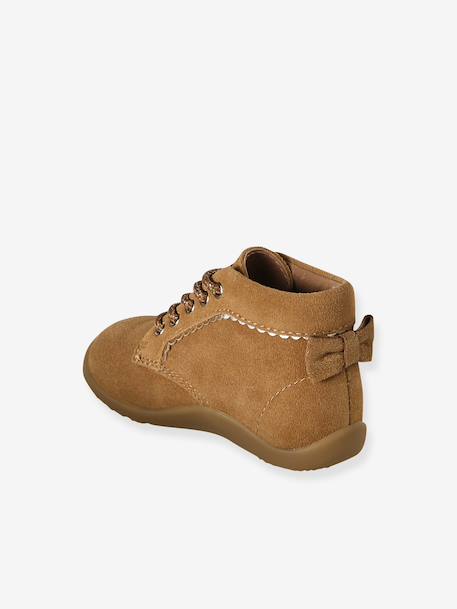 Lace-Up Soft Leather Boots for Babies, Designed for First Steps 6509+camel+iridescent beige 
