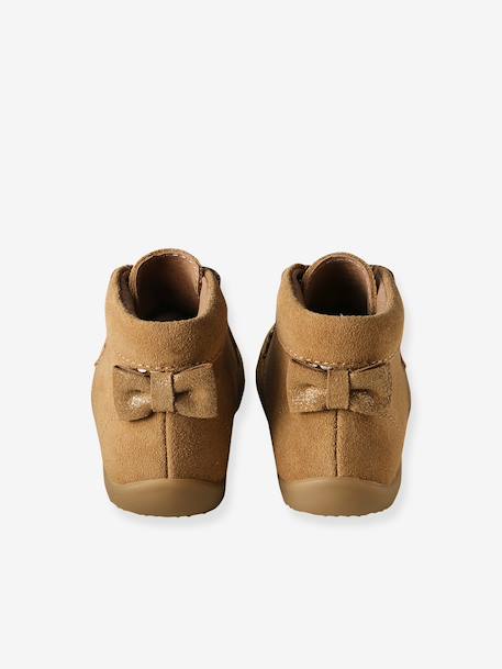 Lace-Up Soft Leather Boots for Babies, Designed for First Steps 6509+camel+iridescent beige 