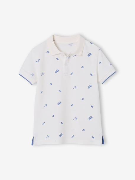 Printed polo shirt for boys ecru+khaki 