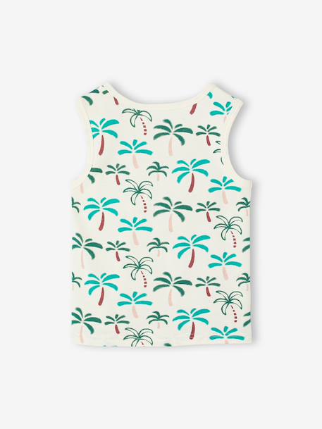 Tropical Print Tank Top for Boys printed white 