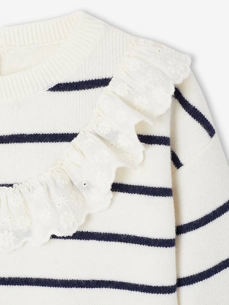 Striped Jumper with Frill Detail for Girls striped navy blue 