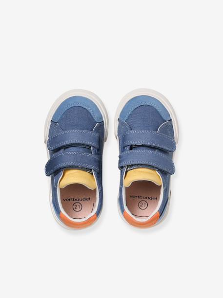 Synthetic trainers with touch 'n' close fastening for babies printed beige+set blue 
