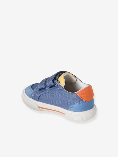 Synthetic trainers with touch 'n' close fastening for babies printed beige+set blue 
