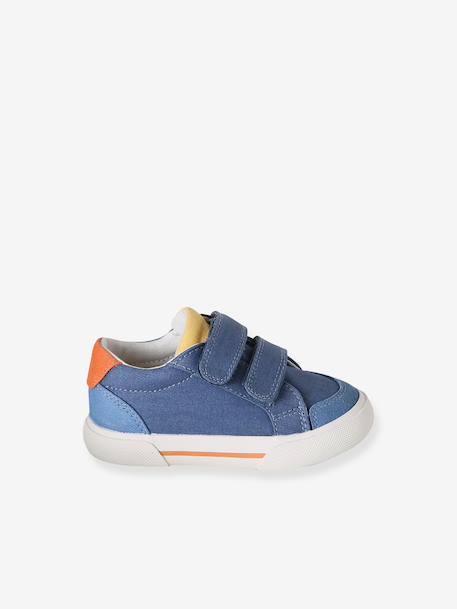 Synthetic trainers with touch 'n' close fastening for babies printed beige+set blue 