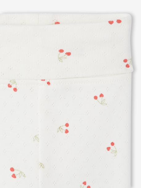 Girls' openwork knit leggings ecru 
