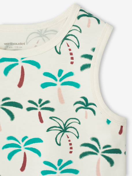 Tropical Print Tank Top for Boys printed white 