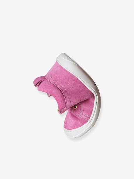 Soft leather lace-up ankle boots for baby's first steps brown+dark brown+fuchsia+golden yellow+rose 