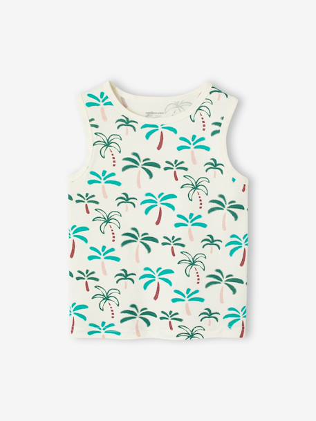 Tropical Print Tank Top for Boys printed white 
