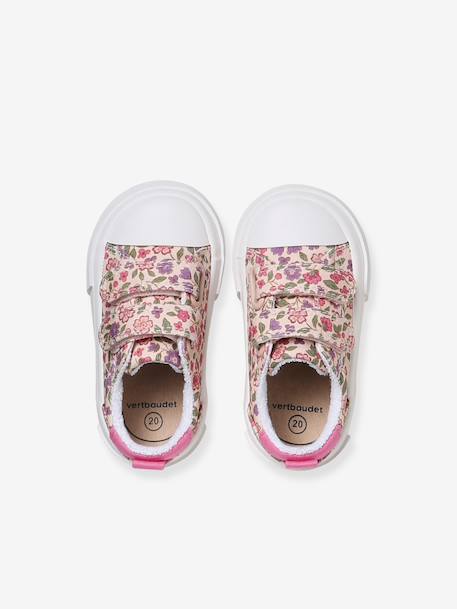 Striped Trainers with Hook-&-Loop Straps printed pink+striped blue 