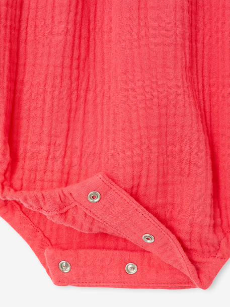 Baby girl's sleepsuit in cotton gauze raspberry pink 