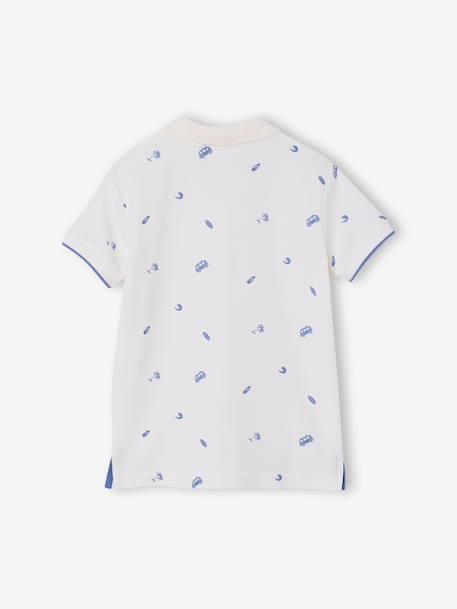 Printed polo shirt for boys ecru+khaki 
