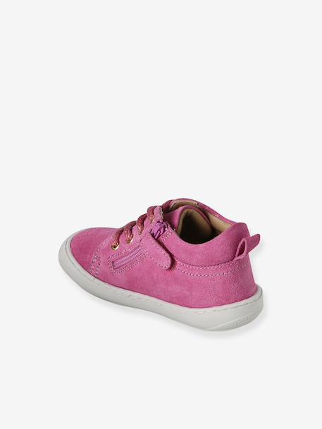 Soft leather lace-up ankle boots for baby's first steps brown+dark brown+fuchsia+golden yellow+rose 