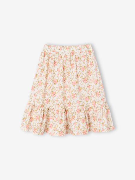 Printed Midi Skirt for Girls ecru 