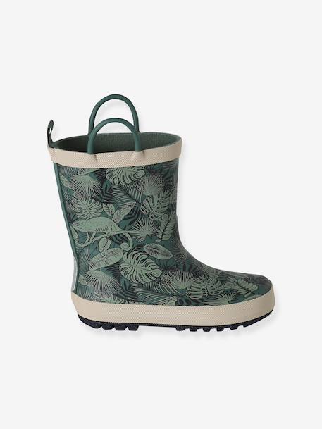 Wellies for Children, Designed for Autonomy printed green+set blue 