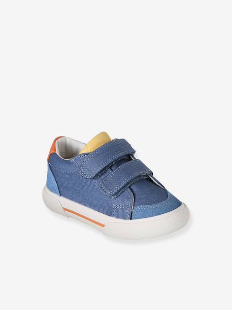 Synthetic trainers with touch 'n' close fastening for babies printed beige+set blue 
