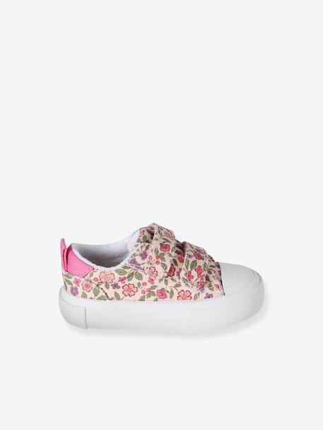 Striped Trainers with Hook-&-Loop Straps printed pink+striped blue 