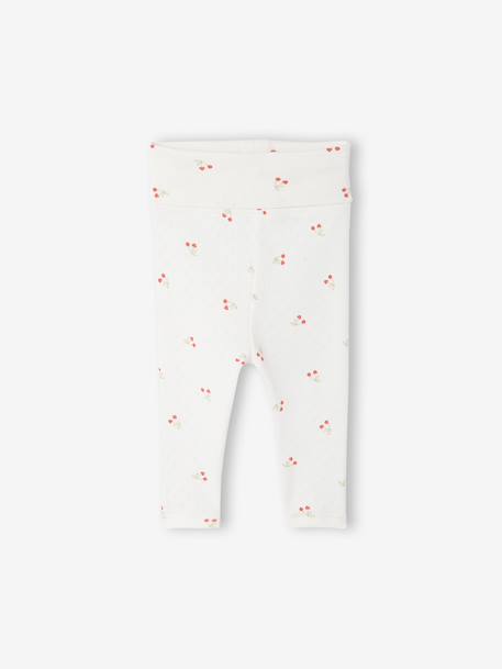 Girls' openwork knit leggings ecru 
