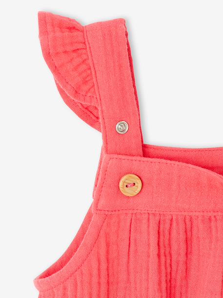 Baby girl's sleepsuit in cotton gauze raspberry pink 