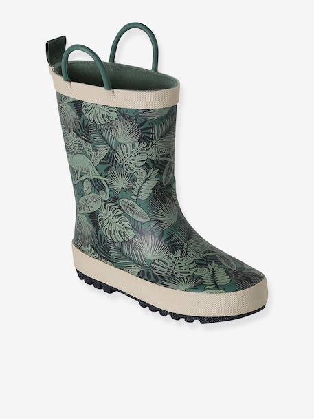 Wellies for Children, Designed for Autonomy printed green+set blue 
