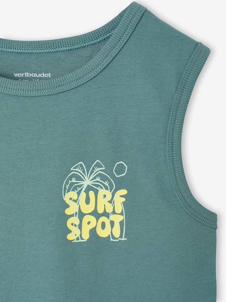 Surf Print Tank Top for Boys aqua green 