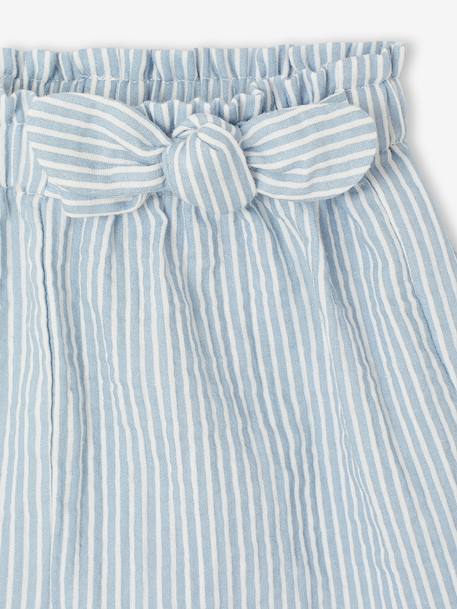 Girls' cotton gauze shorts striped blue 