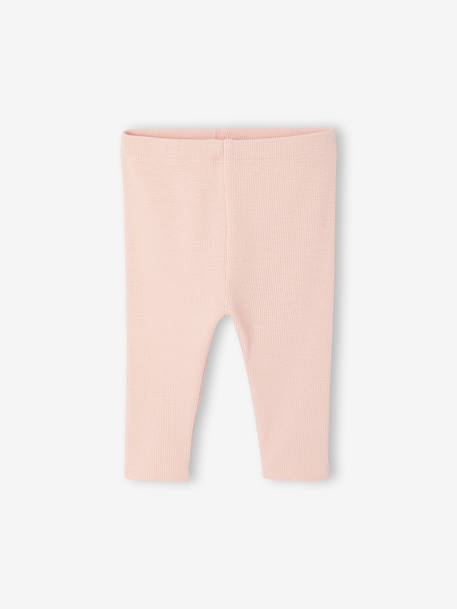 Ribbed Knit Leggings for Babies green+pale pink 