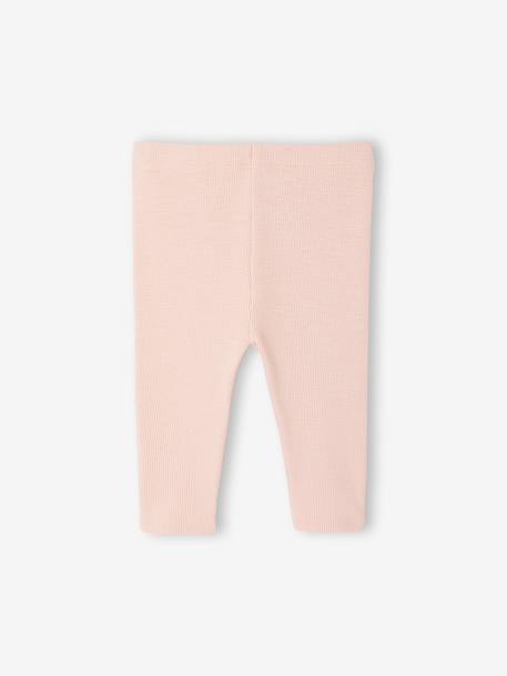 Ribbed Knit Leggings for Babies green+pale pink 