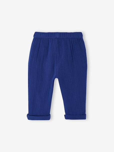 Baby boy's cotton muslin trousers navy blue 