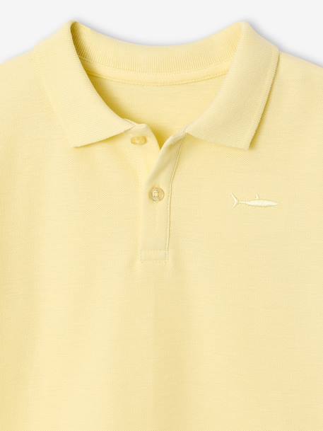 Short Sleeve Polo Shirt, Embroidery on the Chest, for Boys blue+BLUE MEDIUM SOLID WITH DESIGN+Green+pale yellow+terracotta+WHITE LIGHT SOLID WITH DESIGN 
