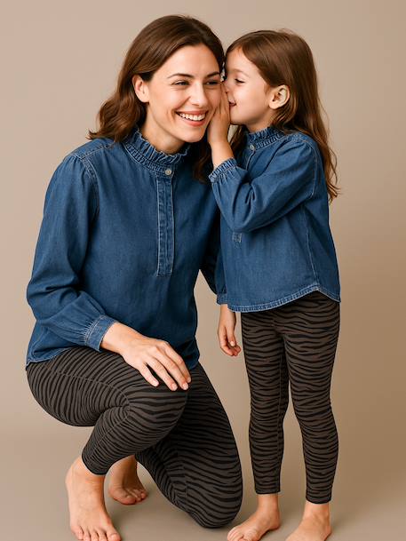 Smock-Style Denim Blouse for Girls, Family Capsule Collection double stone 