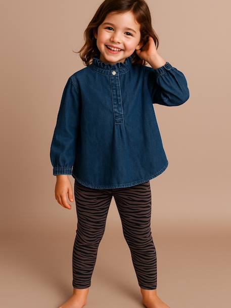 Smock-Style Denim Blouse for Girls, Family Capsule Collection double stone 