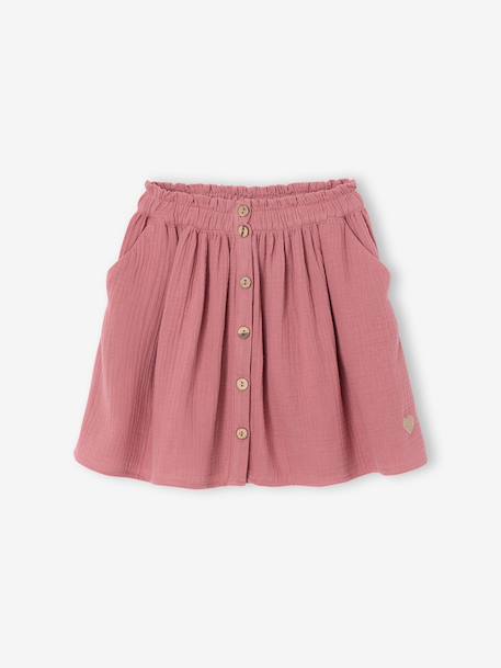 Coloured Skirt in Cotton Gauze, for Girls beige+grey blue+old rose+rose+sage green+violet 