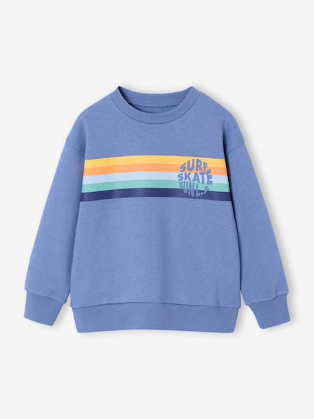 Graphic round neck sweatshirt for boys grey blue+marl white 