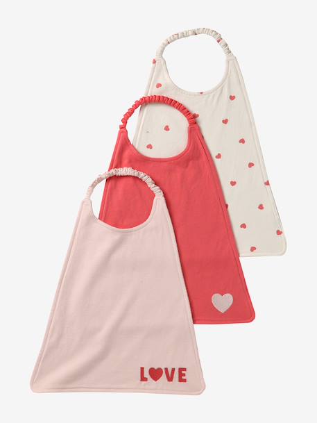 Pack of 3 Large Bibs, Essentials mocha+pale pink+sage green 