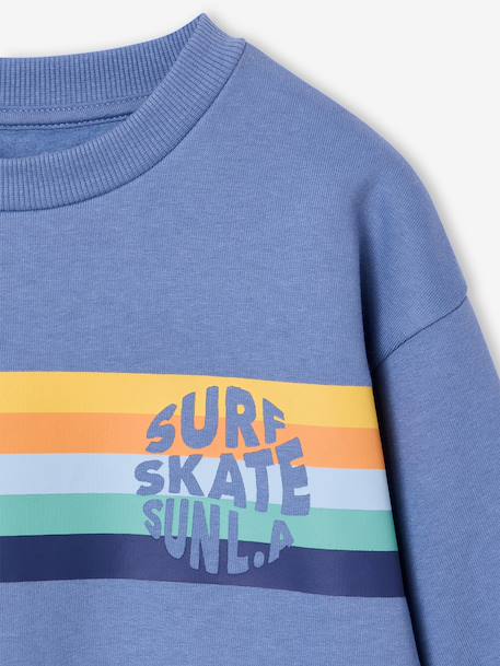 Graphic round neck sweatshirt for boys grey blue+marl white 