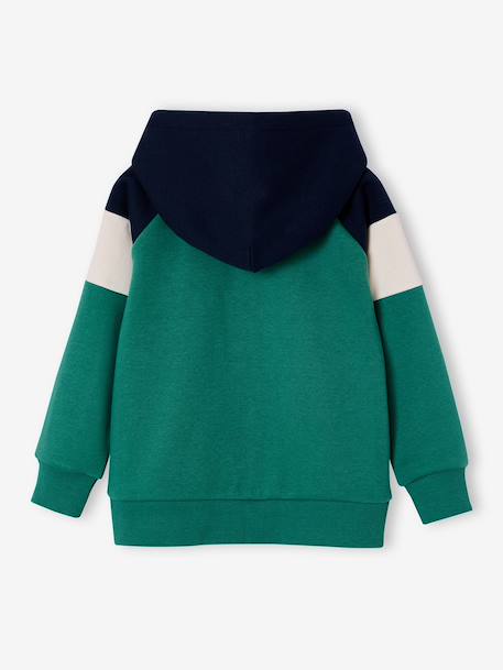 Zipped hooded sweatshirt for boys with colour block design bordeaux red+green+marl grey+medium blue+ochre 