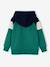 Zipped hooded sweatshirt for boys with colour block design bordeaux red+green+marl grey+medium blue+ochre 