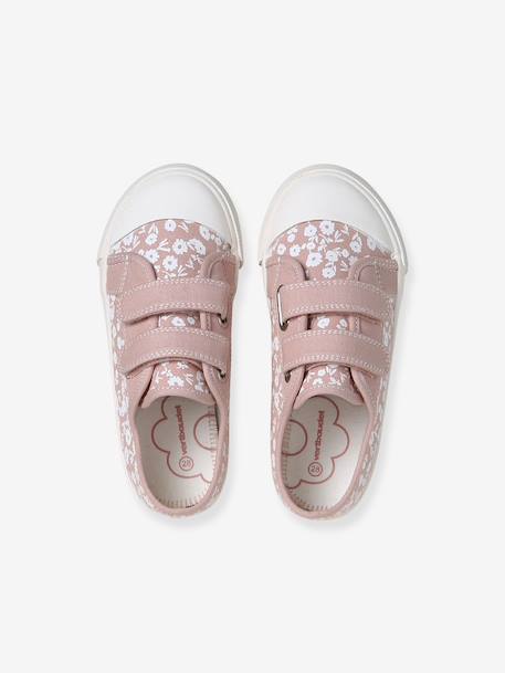 Girls' synthetic trainers with touch 'n' close fastening printed pink 